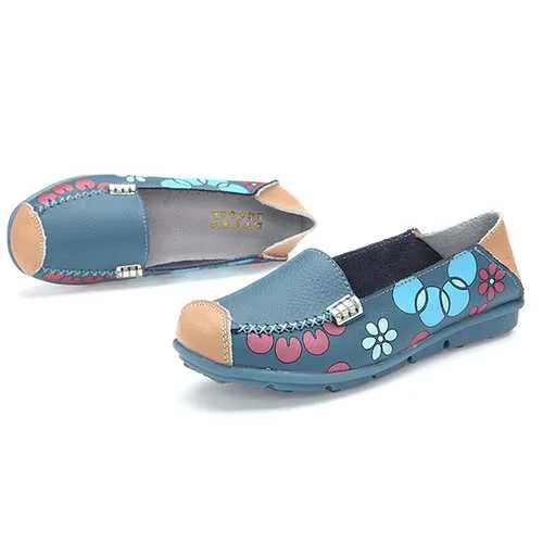 Women Flats Shoes Comfortable Breathable Slip On Flower Floral Flat Loafers Shoes