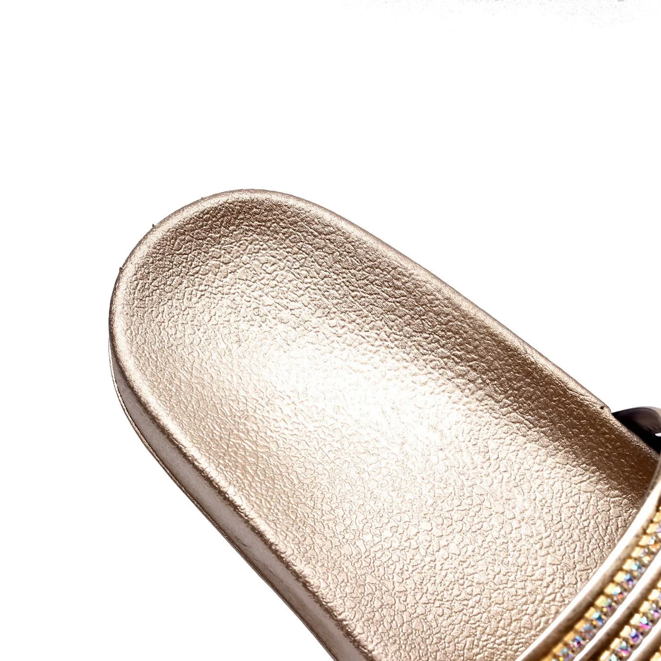 Women rhinestone one strap open toe slides summer slippers
