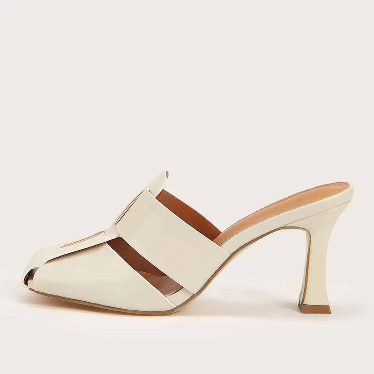 Women solid color woven closed toe heel sandal high heels