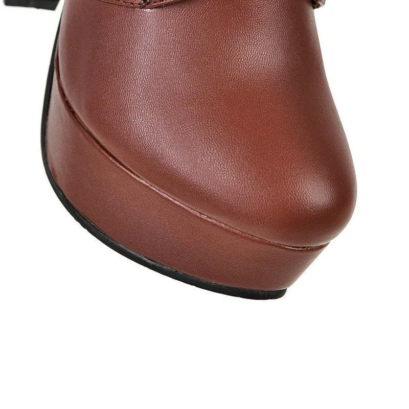 Women winter plush lining front lace ankle chunky combat boots