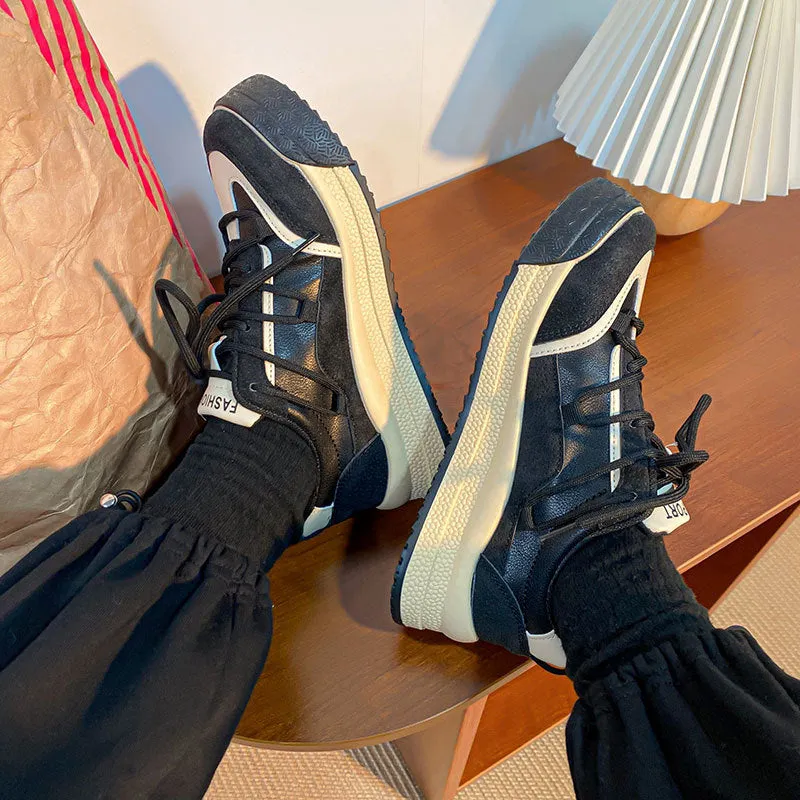Women's Casual Sneakers Back To Milk Tea Tone Thick Sole Shoes | Brodtica.com