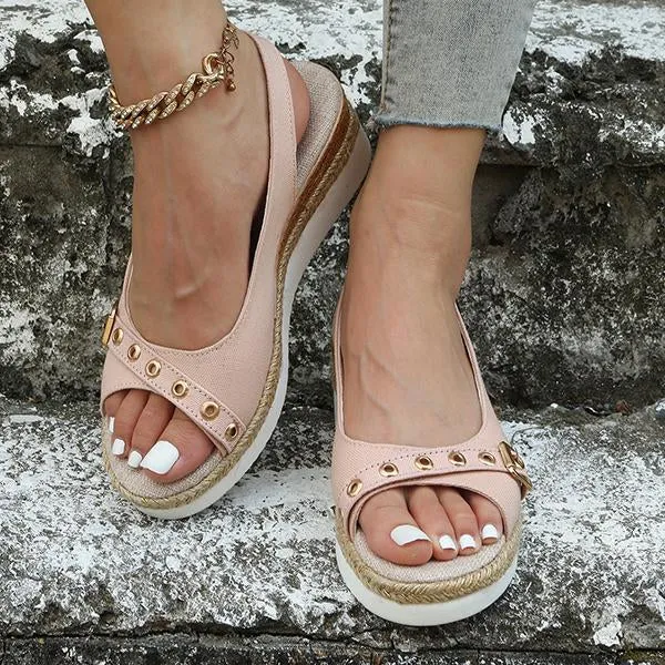 Women's Fashion Belt Buckle Wedge Beach Sandals 32001242S