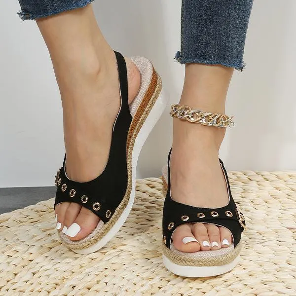 Women's Fashion Belt Buckle Wedge Beach Sandals 32001242S
