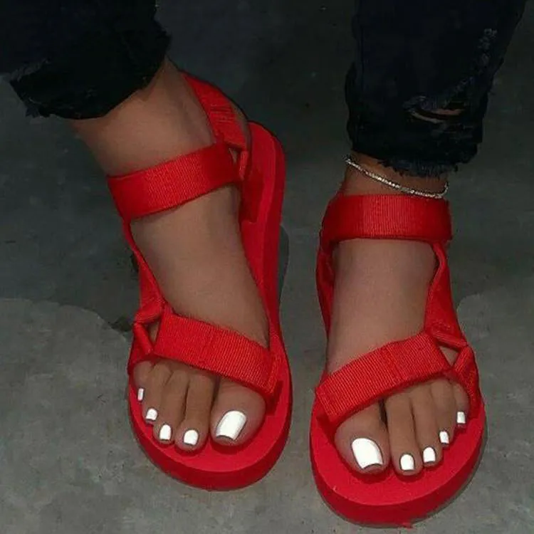 Women's open toe arch support strap adjustable velcro sandals beach water shoes