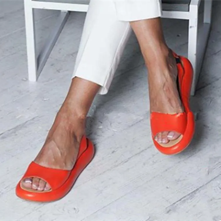 Women's peep toe low heel slingback sandals