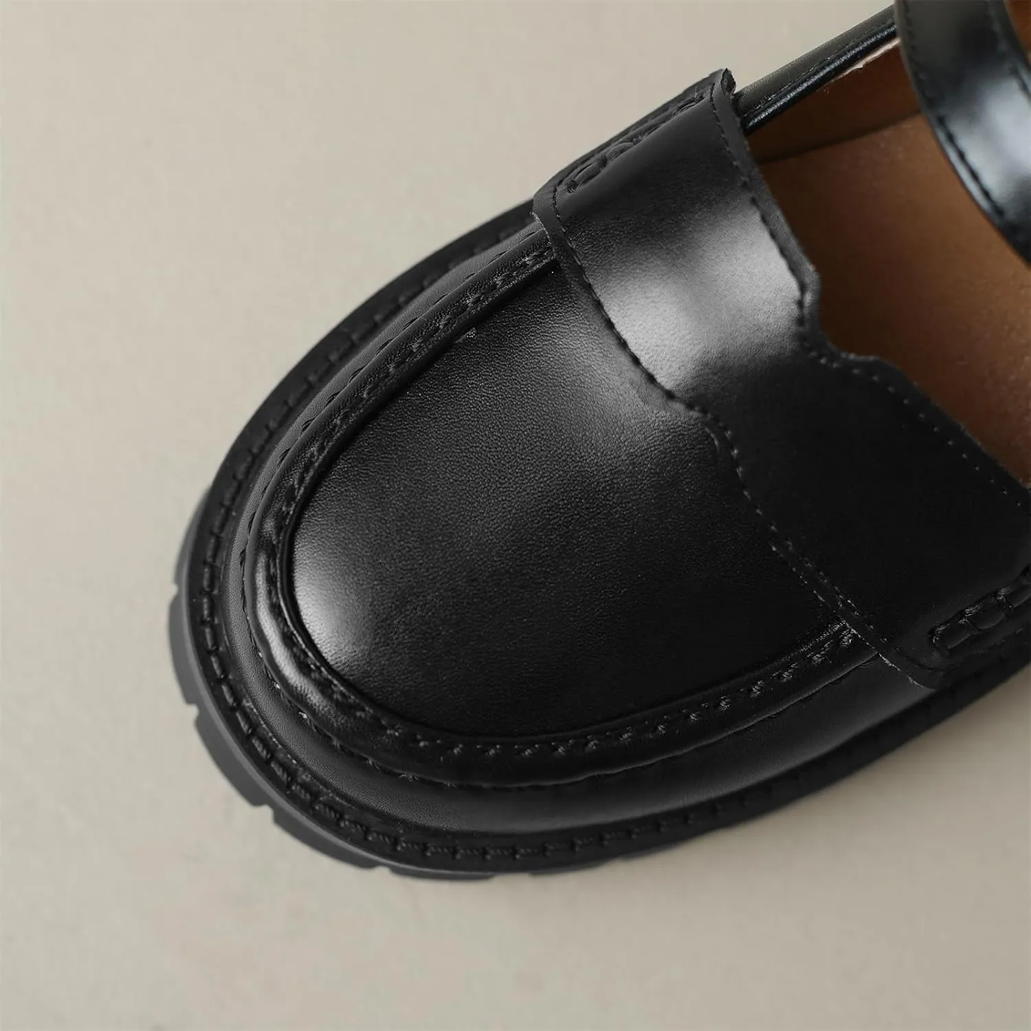 Women's Platform Round Closed Toe Pump Loafers Adjustable Buckle Comfortable Chunky Mid Heel Office Work Casual Fashion Business Dress Shoes All Weather Daily Wear Flats