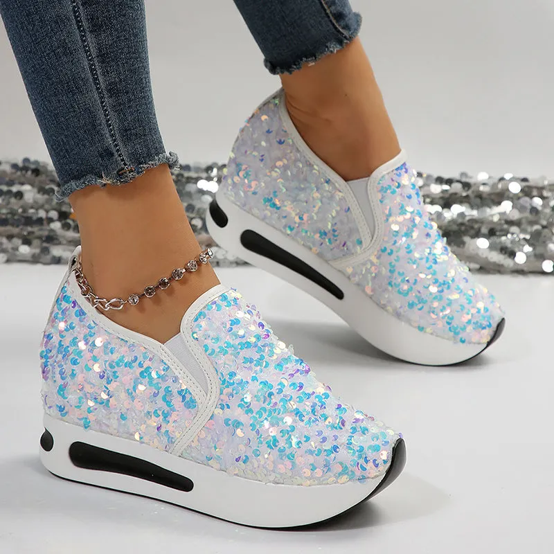 Women's Sequins slip on platform sneakers