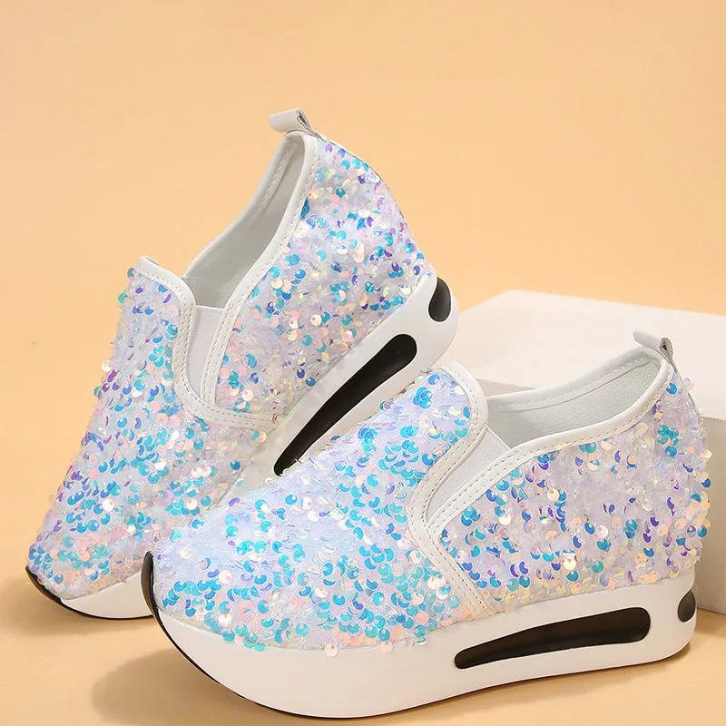 Women's Sequins slip on platform sneakers