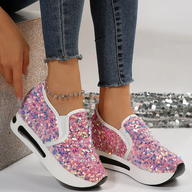 Women's Sequins slip on platform sneakers