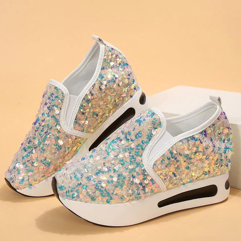 Women's Sequins slip on platform sneakers