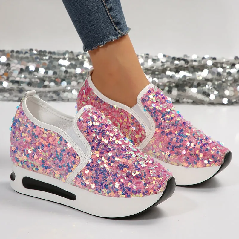 Women's Sequins slip on platform sneakers