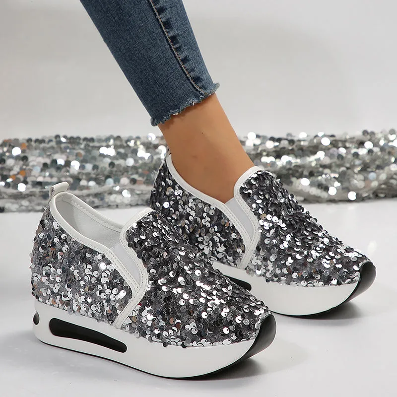 Women's Sequins slip on platform sneakers