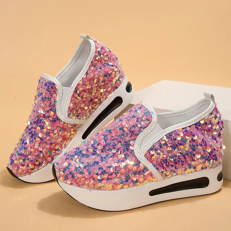 Women's Sequins slip on platform sneakers