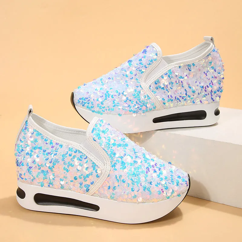 Women's Sequins slip on platform sneakers