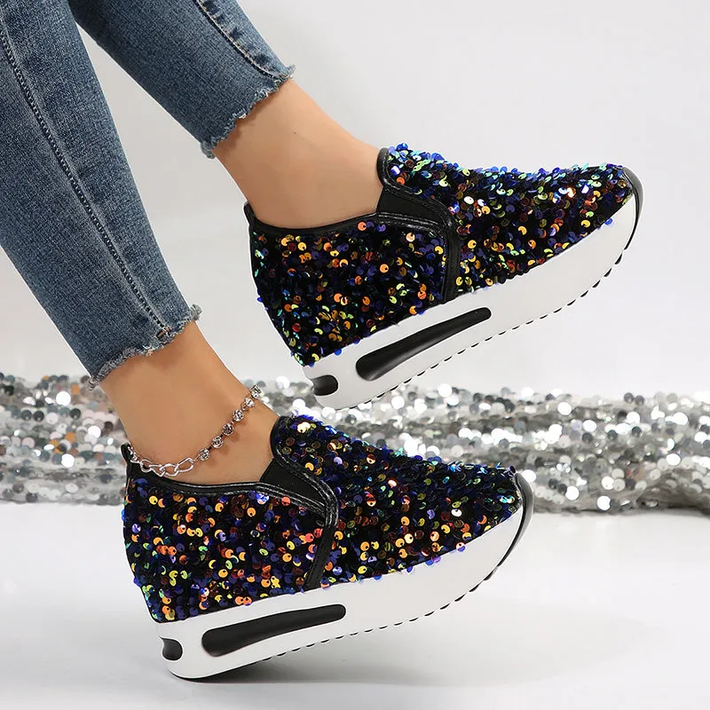 Women's Sequins slip on platform sneakers