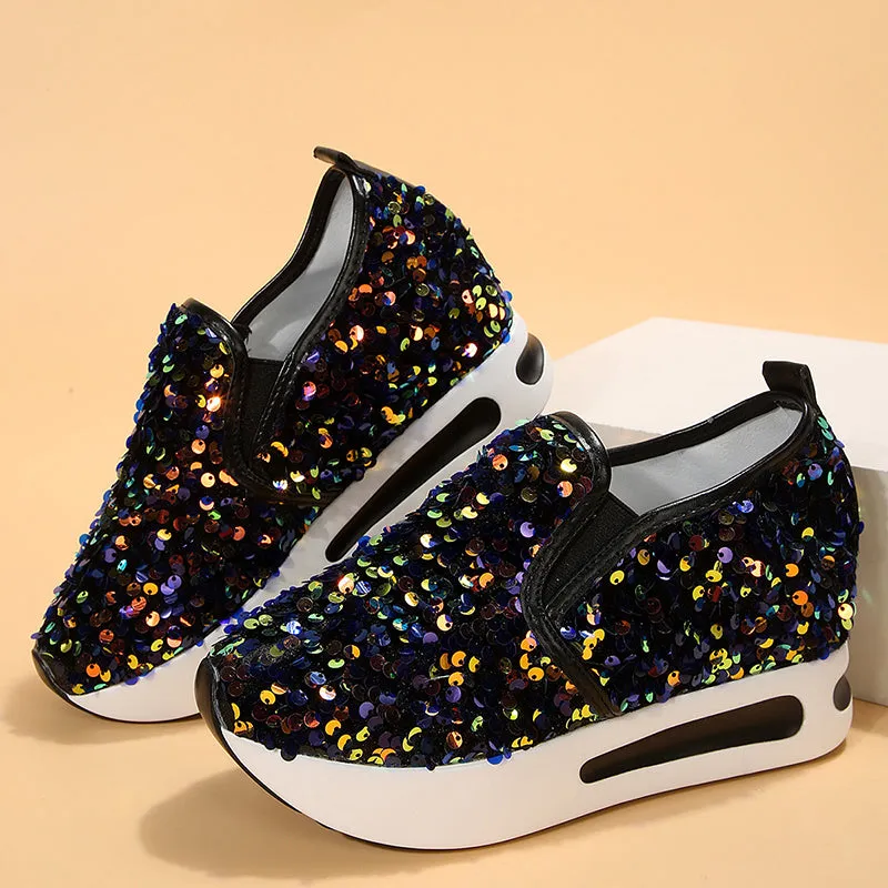 Women's Sequins slip on platform sneakers