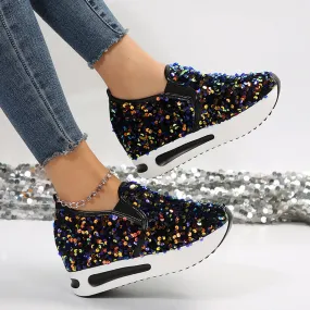 Women's Sequins slip on platform sneakers