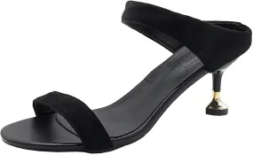 Women's Solid Strappy Trendy Sandals Open Toe High Heel Summer Spring Business Shoe Elastic Sandal