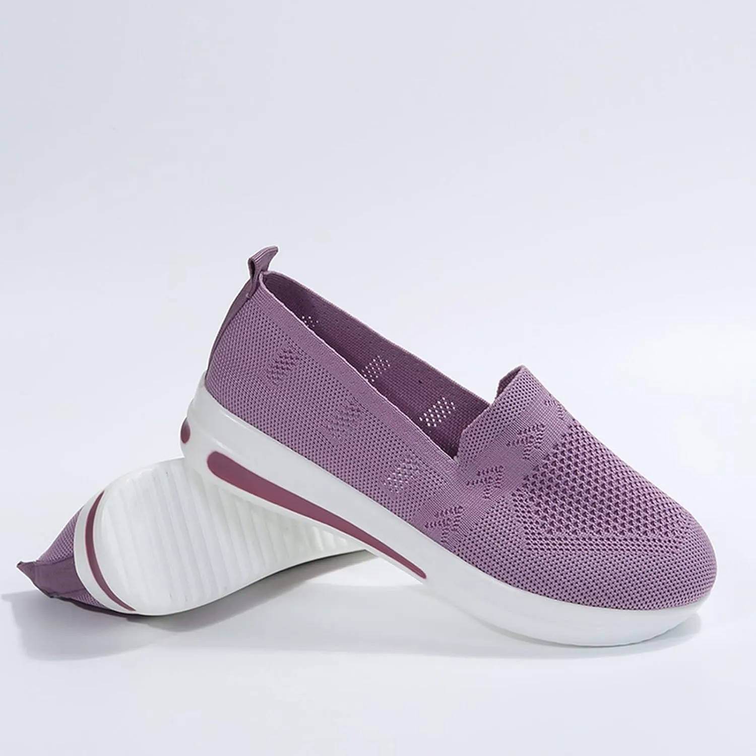 Womens Wedge Walking Shoes Flatform Loafers for Women 2025 Casual Summer Slip-On Comfortable Closed Toe Woven Breathable Work Walking Shoes